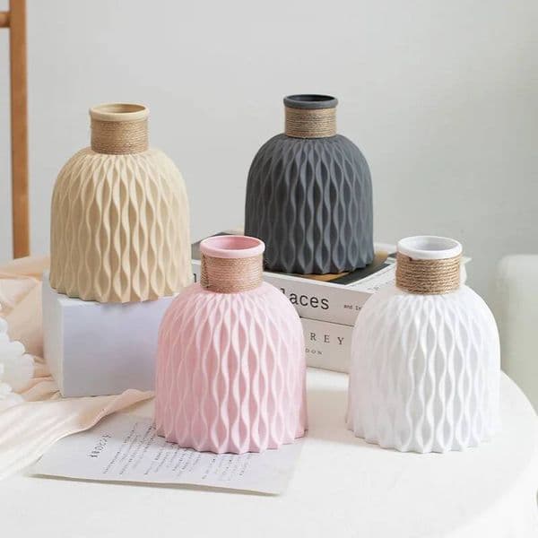 Bestseller 1PC Water Ripple Plastic Vase Wave Flower Pot Arrangement Modern Nordic Style Home Living Room Desktop Decoration Ornament ddmytues