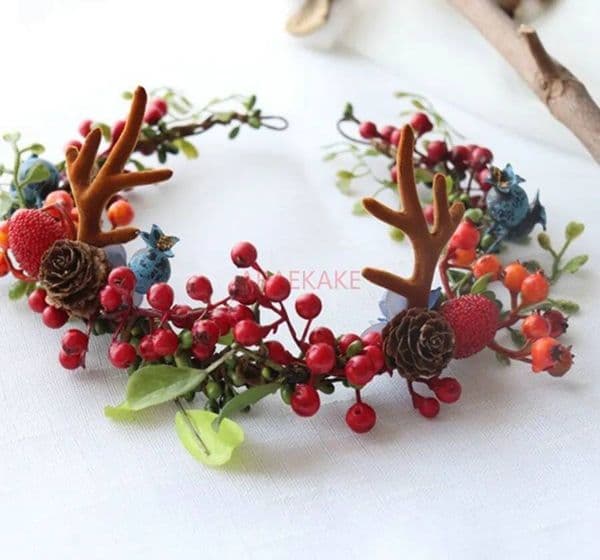 Bestseller Deer Antlers Berry Wreath Bridal Wedding Photography Accessories Children's Christmas Headwear Hair Hoops ddmytues