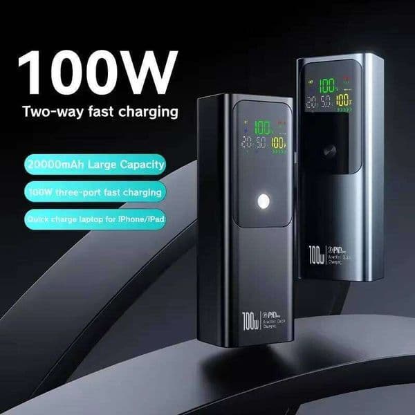 PD100W 20000mAh Large Capacity Power Bank Two-way Fast Charging Portable Powerbank Laptop External Spare Battery for Macbook H260227