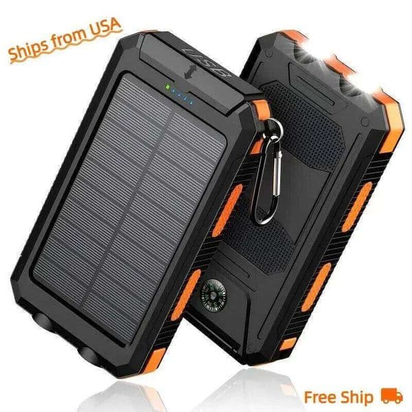 Ultimate Outdoor Emergency Power Bank 10000mAh Solar Dual USB Fast Charge | Flashlight + US Ships H260227