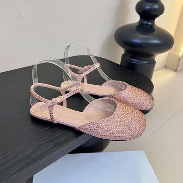 Designer New Women Square Toe Rhinestone Ballet Flats Toy High Heels Elegant Genuine Leather Women Party Dress Shoes 1052