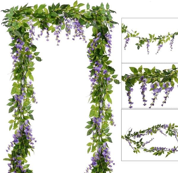 Bestseller 2m Artificial Flowers Wisteria Garland Vine Rattan Silk Hanging Flower for Home Garden Outdoor Wedding Arch Floral Decor ddmytues