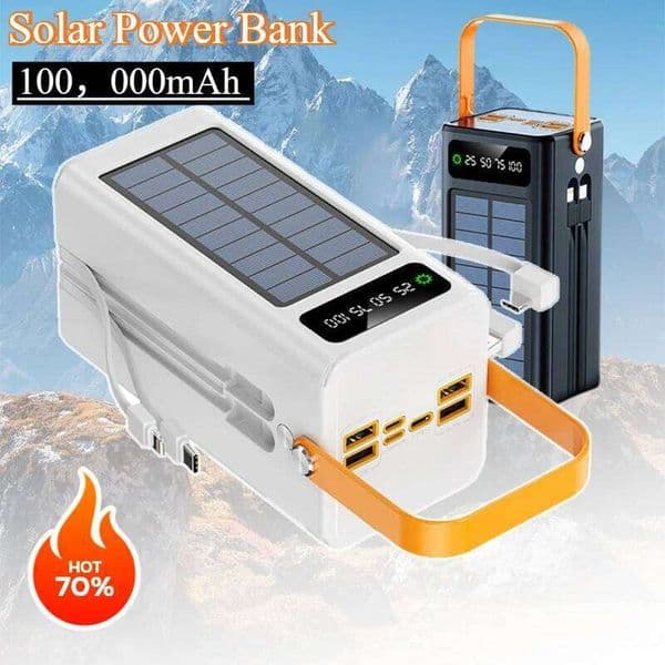100000mAh Power Bank Large Capacity Built in 4 Cables Detachable Fast Charging Portable External Battery Powerbank for H260227