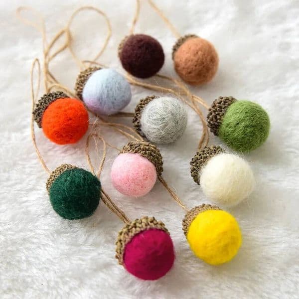 Bestseller 6Pcs Wool Felt Balls Pendant Colorful pom poms Pine Cones DIY Xmas Tree Hanging Ornaments Christmas Wreath Accessories ddmytues