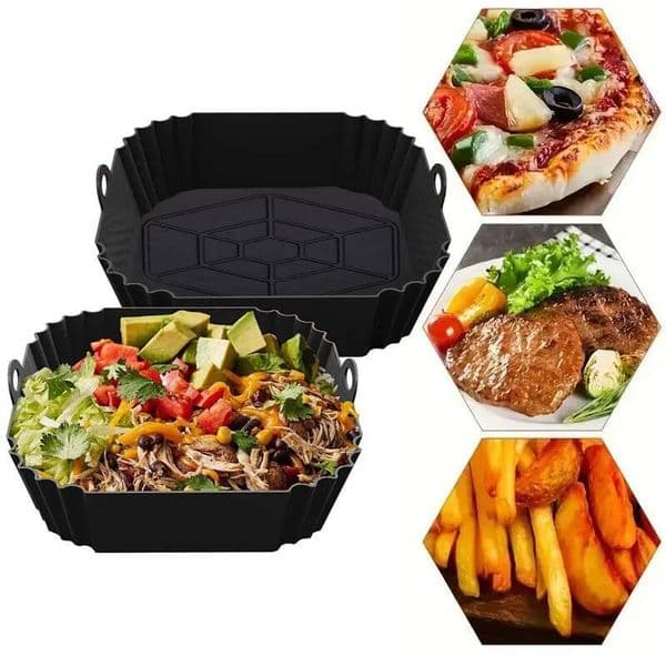 Bestseller 1pc Silicone Pot Tray With Handle, Square Pan, Reusable Air Fryer Liner For Kitchen Baking ddmySat