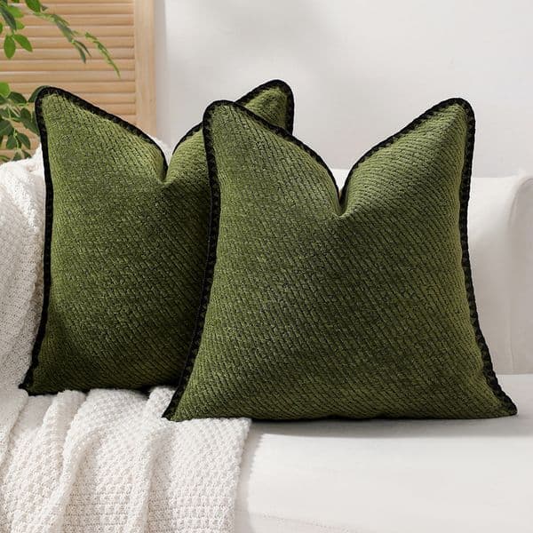 Designer Modern Minimalist Chenille Pillow Cover with Trimmed Edge Geometric Texture Soft Cushion Cover for Living Room Sofa Home Decor 2025 New Arrival