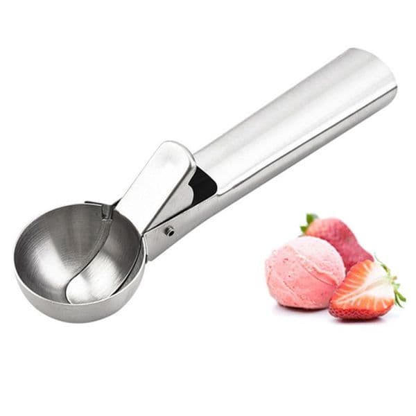 Stainless Steel Ice Cream Scoops Trigger Stacks Digger Tools Durable Fruit Watermelon Baller Spoon Dessert Cake Spoons Multifunction Kitchen Hangable TR0068