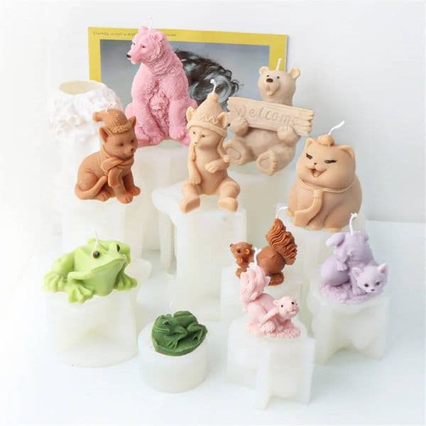 Bestseller Relief Wool Hat Kitten Candle Silicone Moulds Lotus Leaf Frog Resin Mold Welcome Polar Bear Home Decor Squirrel Cat Gypsum Gifts ddmySat