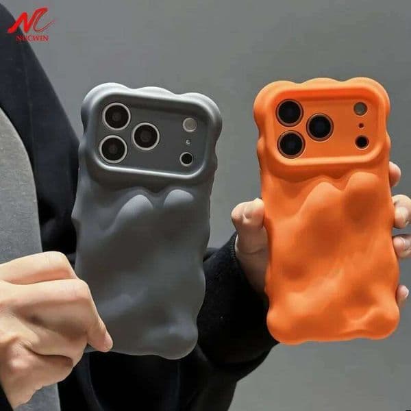 Luxury 3D Meteorite Matte TPU Phone Case For iPhone Air 16 15 Plus 14 13 17 Pro Max Solid Color Wave Bubble Shockproof Cover