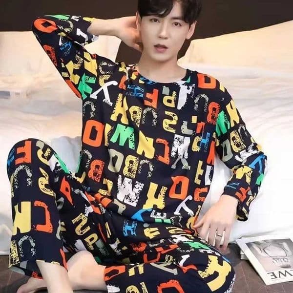 Men Pajamas Long-Sleeved Long Trousers Autumn and Winter Large Size Homewear Two-Piece Set Sleepwear Loungewear Youth Nightwear L260525