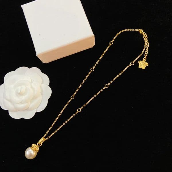 Fashion Pearl pendants Necklace Stud Earring Ring sets women's Brass 18K gold plated Medusa ladies Designer Jewelry MS11 --07