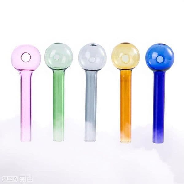 Wholesale Colorful 7cm Glass Oil Burner Pipes Straight cheap Water Filter Bubbler Straight Hand straw Pipe for smoking with mini 20mm ball
