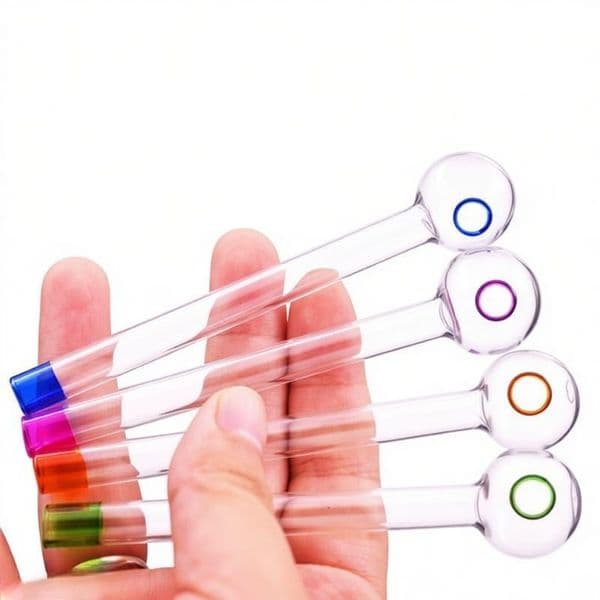 Wholesale Cheap Travel 10cm Colorful Thick Heady Bubbler Glass oil burner Pipe Portable Glass hand straw tube nails Pipes For Smoking
