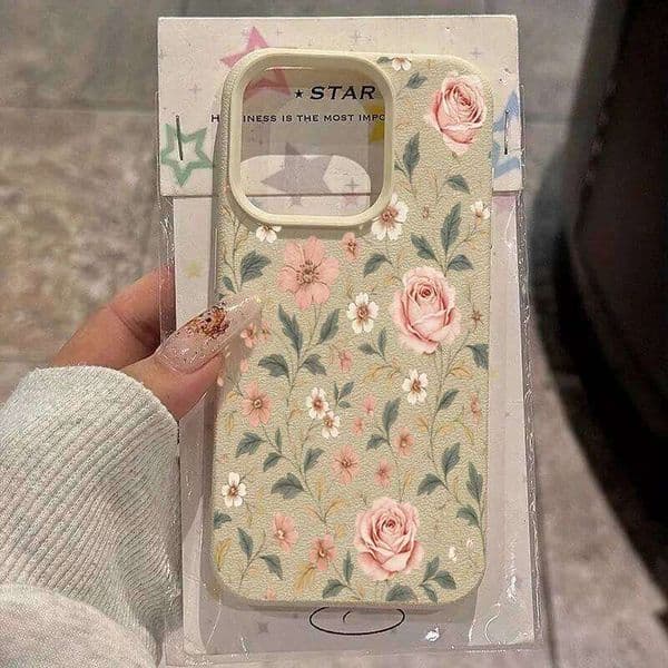 Vintage Countryside Style Flowers Silicone Phone Case For iPhone Max 15 16 14 13 12 11 Pro Plus 17 Air Soft Cover
