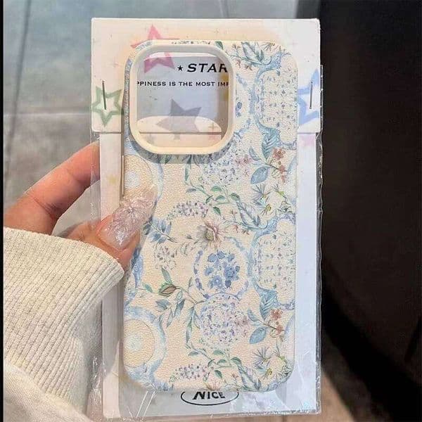 Stylish Blue Patterned Lychee TPU Phone Case For iPhone Pro 15 14 13 12 11 XS 16 Max X XR 17 Air Shockproof Soft Cover
