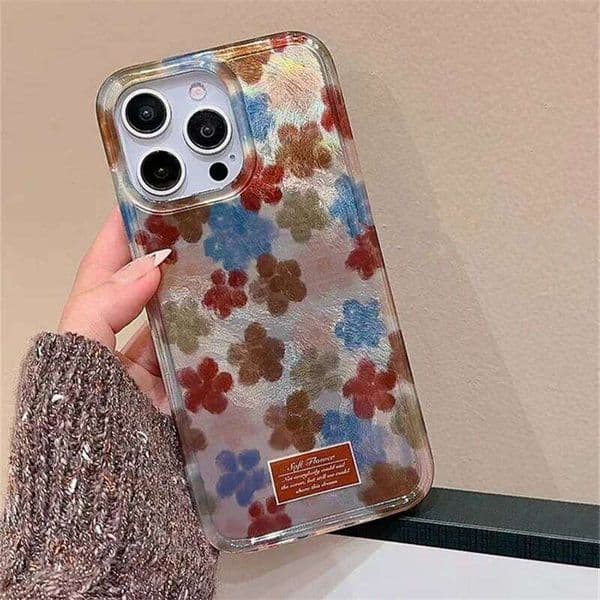 INS Vintage Blended Flowers Phone Case for iPhone 11 12 13 14 15 Pro Max 17 16 Plus Vortex Pattern Soft Shockproof Cover