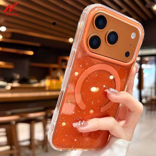 Luxury Bling Glitter Magsafe Case For 17 16 15 14 13 Pro Max Clear PC TPU Armor Wireless Charge Cover for iPhone Air
