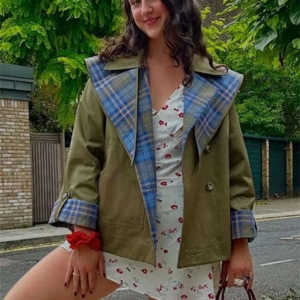 Vintage Plaid Reversible Two Way Coat Women Oversize Single Breasted Pocket Loose Jacket 2025 Aautumn Lady Chic Outwears251205ww C65