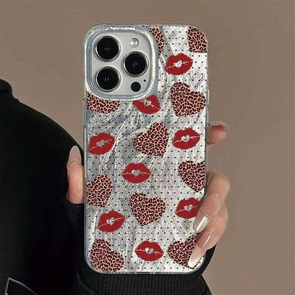 Leopard Print Heart Phone Case For iPhone 17 Air 16 15 14 11 13 12 Pro Max XSMax XS XR X Shockproof Hard Back Cover