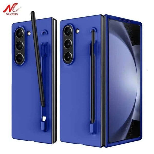 Luxury Skin Feeling PC for Samsung Galaxy Z Fold 6 5 Phone Case S Holder and Pen Stylus Storage Slot ZFold 7 Cover