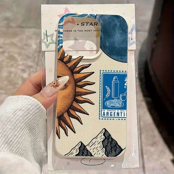 Retro Sun Imitation leather Phone Case For iPhone 17 Air X XR XS Max 7 8 Plus 16 15 14 13 Pro 12 11 Back Cover Y2K