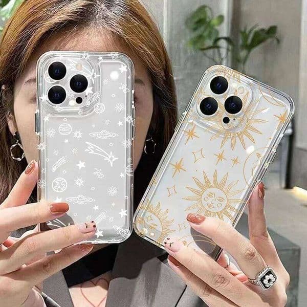 Sun Moon Stars Transparent Phone Case For Samsung Galaxy S26 A16 A55 A54 A53 A35 Note 20 S25 S24 S23 S22 S21 Ultra Plus FE Cover