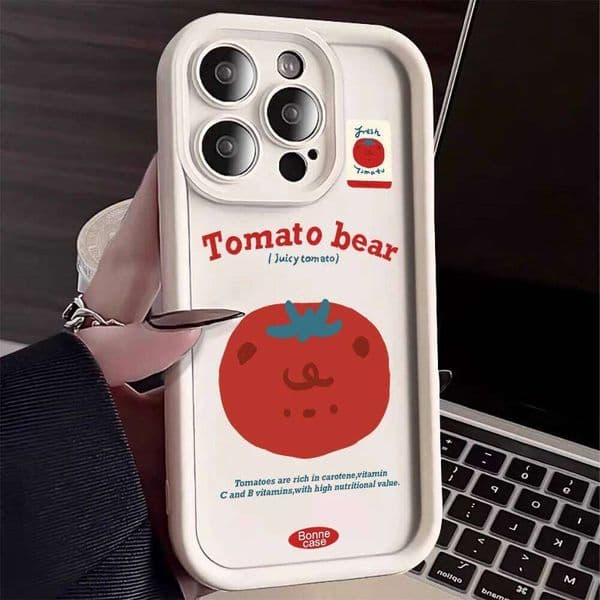 Cute Tomato Bear Cartoon Design Case For Samsung Galaxy S25 S24 S23 Ultra S22 S21 Plus FE A56 A55 A54 A53 A36 A34 A33 A26 Cover