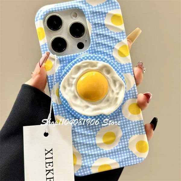 3D Korean Cute Egg Magnetic Phone Holder Phone Stand GripTok Grip Tok port For iPhone 16 15 For Accessories Smart TokJ260601