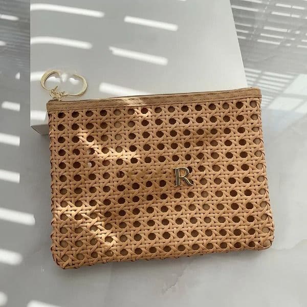 Designer Women Rattan weaved Zipper Bag Classic Cosmetic Pouch Beauty Makeup Organizer Box Hand held Portable Storage Case With Free VIP Gift Box For Giveaway