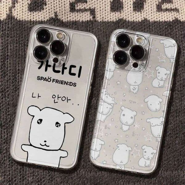 Super Cute White Puppy Phone Case For iPhone 16 15 14 13 12 11 Pro Max 17 Air Mini XSMax XS XR X 7 8 Plus Y2K Soft Back Cover