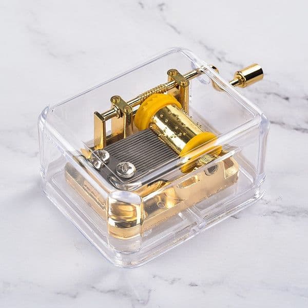 Musical Box Acrylic Hand Novelty Items Crank Music Box Golden Movement Melody Castle in the Sky