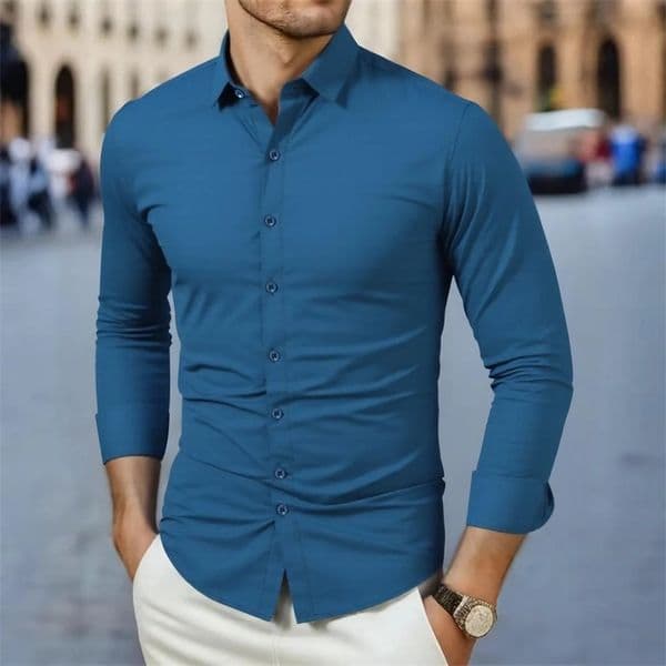 Mens Business Casual Long Sleeved Solid Color Shirt Wrinkle Resistant Wrinkle Free Comfortable All Season Versatile Top 260507ww