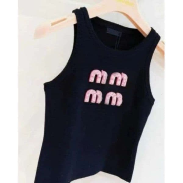 Muily Top Womens Designer Summer Clothes Women Camisole Sexy Halter Muilys Tops Party MM Letters Embroidered Rhinestone Tank Backless Muimuiclothing D19
