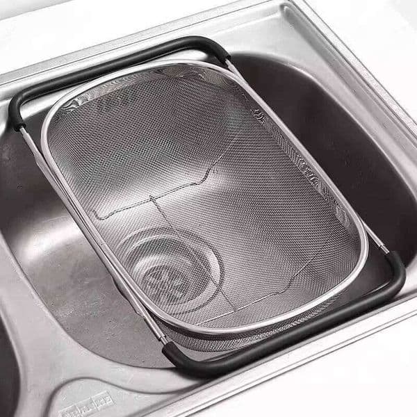Adjustable Stainless Steel Sink Strainer and Fruit Vegetable Washing Basket - Multifunctional Kitchen Tool Set