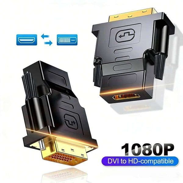 DVI to hdmi-compatible Adapter with Gold-plated Interface, 24+1 Pin, 1080P HD Two-way Conversion for PC Laptop and TV