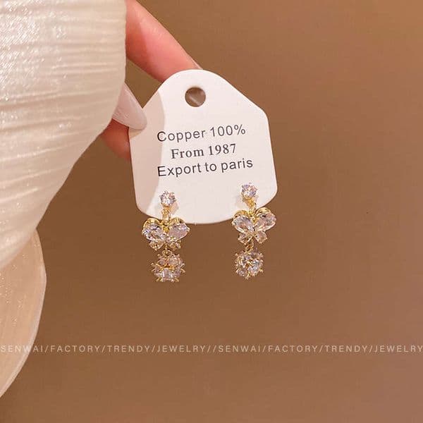 Designer Jewelry Luxury Jewelry Micro-Inlaid Zircon Butterfly Earrings For Women, Light Luxury, Elegant, High-End Feel, Sweet Style, Fashionable And Versatile Ear A
