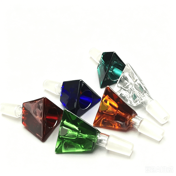 Thick heady colorful 14mm 18mm male Triangle 3D Diamond Glass tobacco Bowl for herbal smoking bowls for water Pipe Glass Bong Ashcatcher