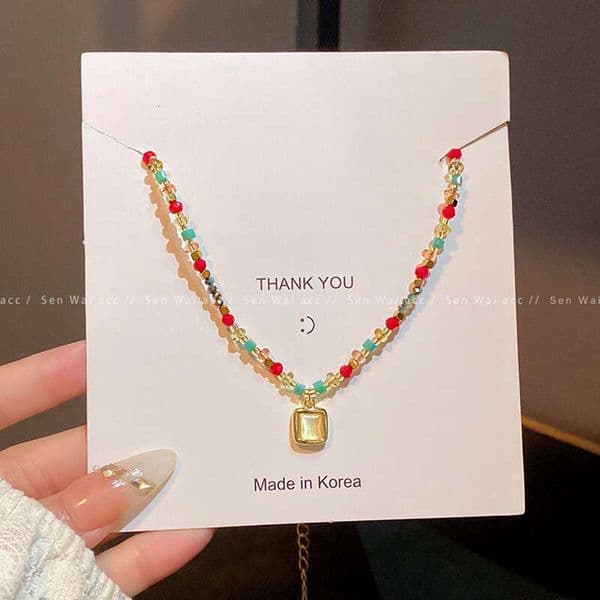Designer Jewelry Luxury Jewelry New Chinese-Style Sugar Cube Beaded Necklace For Women, Light Luxury Niche High-End Clavicle Chain, Vintage Temperament Versatile