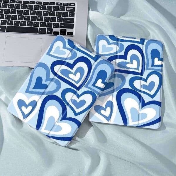 Blue hearts Case Compatible With iPad 9.7-Inch (6th/5th Generation, 2018/2017)Mini4/5 ,Air4/5 10.9in,With Pen Hold W260602