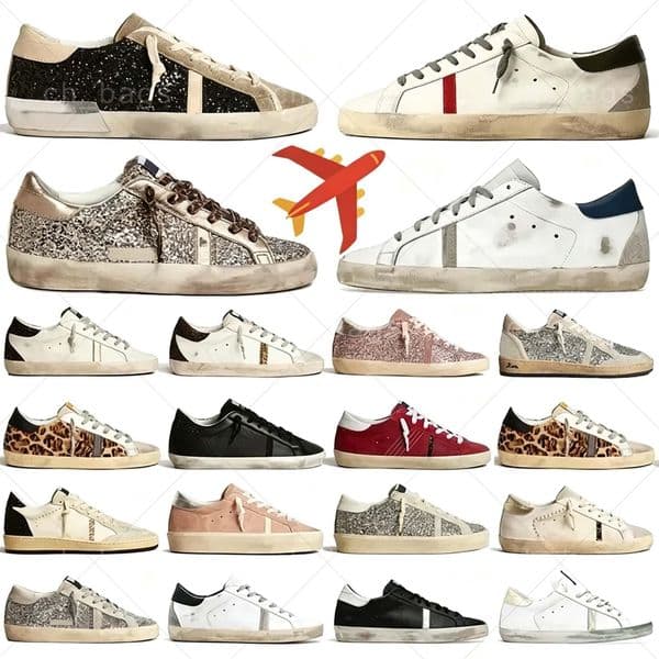 Designer Loafers Super star Italian Style Handmade Leather Sneakers Vintage Washed White Low-top Shoes Retro Distressed Casual Trainers