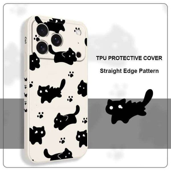 Nifty Black Cat Phone Case For iPhone 17 Air 16 16e 15 14 13 Pro Max Plus Mini Liquid Silicone Soft Cover