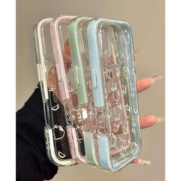 Simple Cute Fruit Core Case Compatible for IPhone 13 11 12 Pro Max 14 15 16 Plus Luxury 2 in 1 Candy Color Bumper Cover