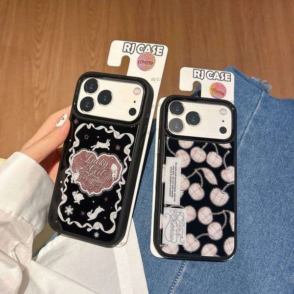 Fashionable sweet and cool Cherry Bunny series magnetic phone case, suitable for iPhone15/16/17ProMax,shockproof protective case