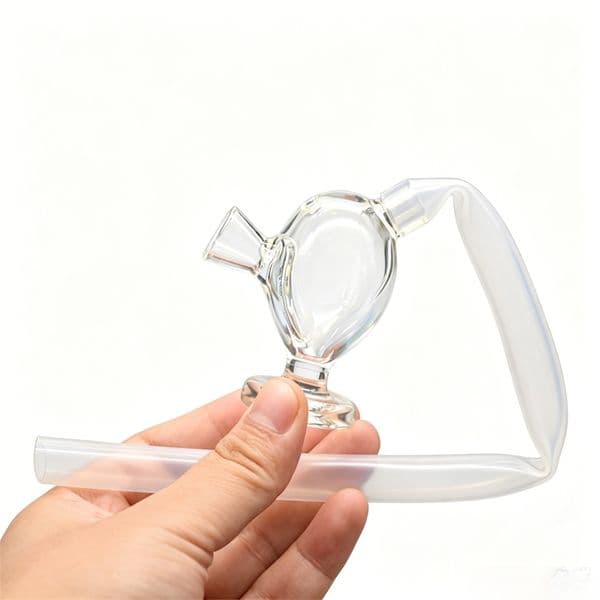 Wholesale Cheap Travel clear thick heady water tobacco bong pipe hookah cigarette filter pipes with silicone hose straw for rolling paper