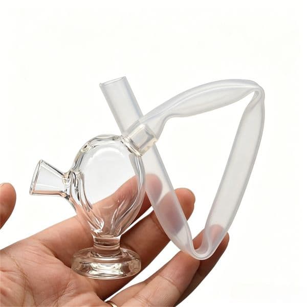 Cheap Travel clear thick heady water tobacco bong pipe hookah cigarette filter pipes with silicone hose straw for rolling paper