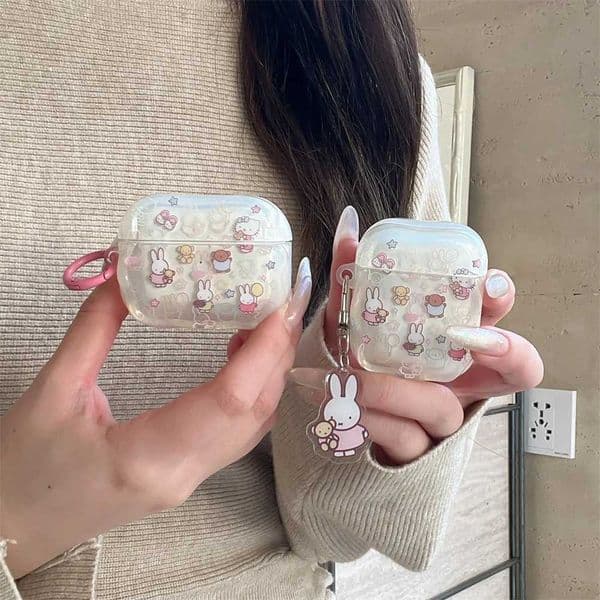 Cute Line Rabbit Hellokitty Earphone Case Shockproof Cover for 4 3 2 Pro 2 Pro3 Cover with Charm Headphone CaseT260602
