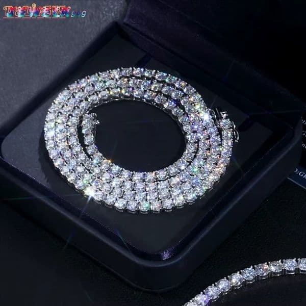 Luxury 3mm Moissanite Chain Necklace 925 Sterling Silver Durable Shining Bridal Gifts 4 2 Women Men Gra VVS Tennis Jewelry
