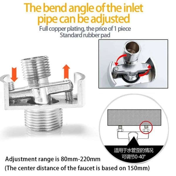 Copper 40Degree Adjustable Faucet Angled-Curved Foot Eccentric Screw Corner Tap Adapter Bathroom Furniture Sets