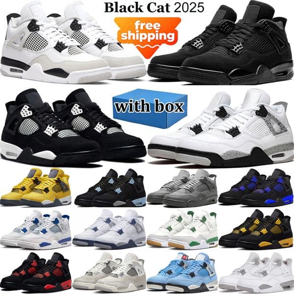 2025 designer basketball 4s shoes mens 4 sneakers woman trainers Military Black Cat Pure Bred Low Tops platform free shipping Luxury shoe with box