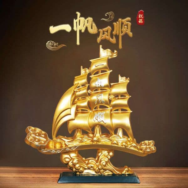 2026 New Designer Ornaments New Chinese Style Smooth Sailing Ship Ornament For Living Room Entrance Wine TV Cabinet Sailboat Decoration Housewarming Gift